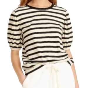 NWOT J Crew Puff Sleeve Broken-in Jersey Striped Tee